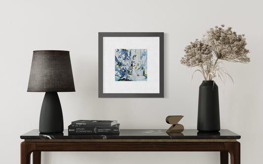 July- Larkspur and Lily - 20cm by 20cm Framed Original Painting with Certificate