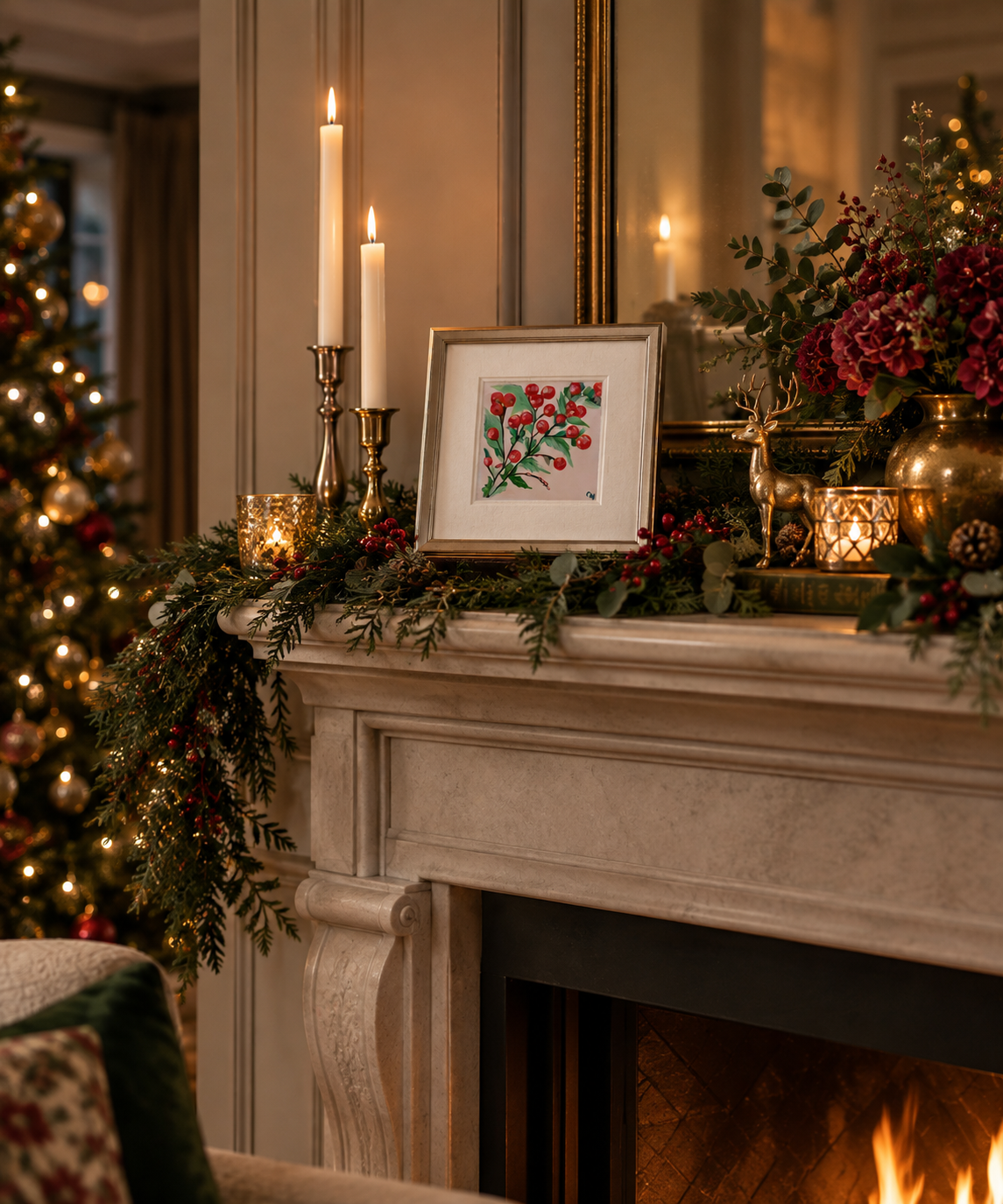 Berry Merry- Framed Original Painting with Certificate