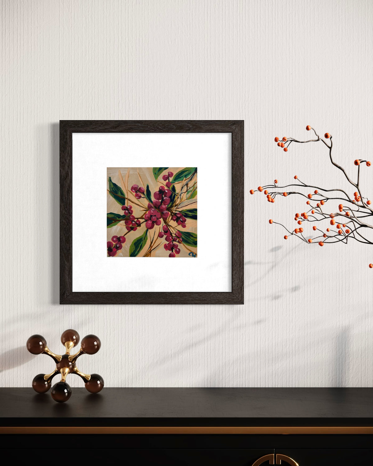 Have Yourself a Berry Little Christmas- Framed Original Painting with Certificate
