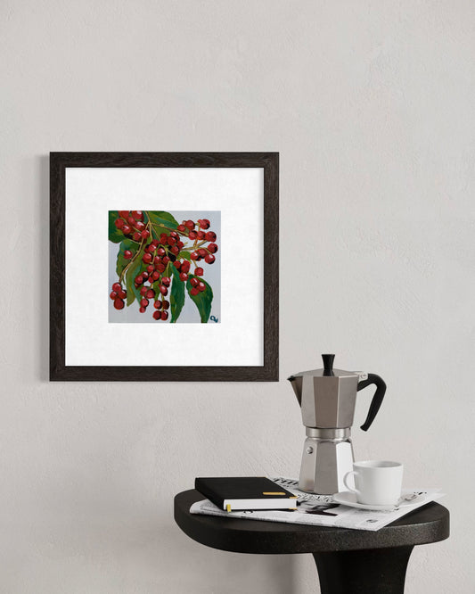 Berry and Bright- 20cm by 20cm Framed Original Painting with Certificate
